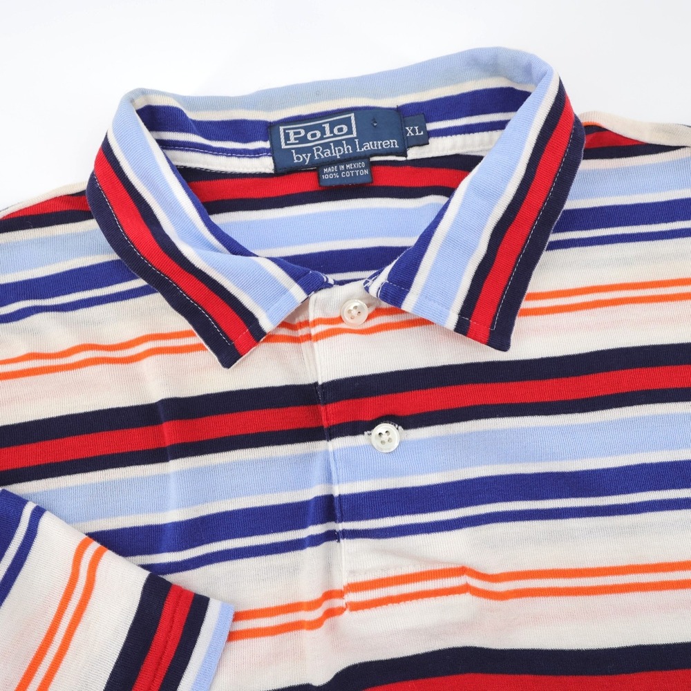 Vintage Y2K Polo Ralph Lauren Striped Polo Shirt Multi-Color Mens XL Fits Slim